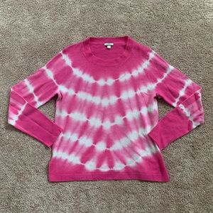 J. Crew Women’s 100% Cashmere Sweater, Pink, Tie Dye, Large